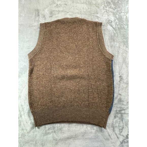 Vintage Jantzen Vest Men's Medium Brown and Blue Wool Blend Sweater vest - Picture 6 of 9